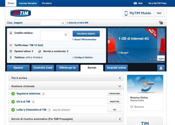 Come eliminare segreteria TIM