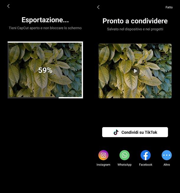 Esportazione video TikTok CapCut