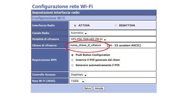 Come cambiare password WiFi Alice