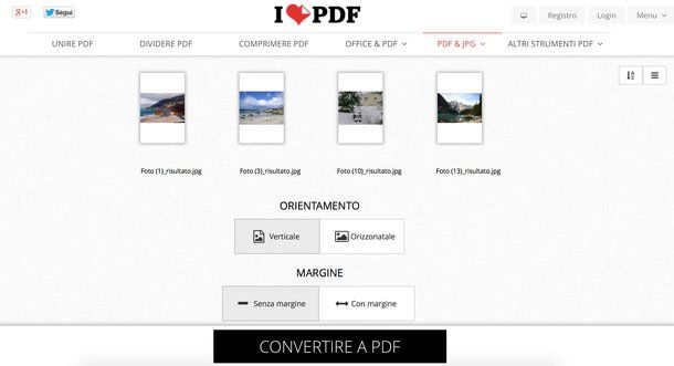Come convertire file JPEG in PDF