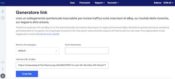 Creare link affiliazione eBay