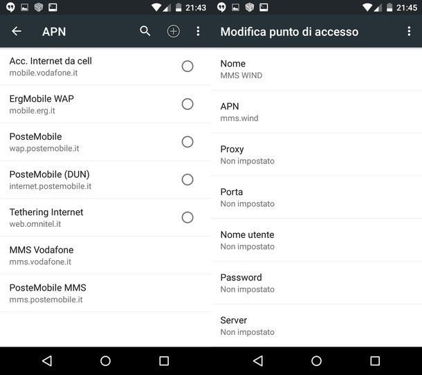 Come configurare MMS Wind