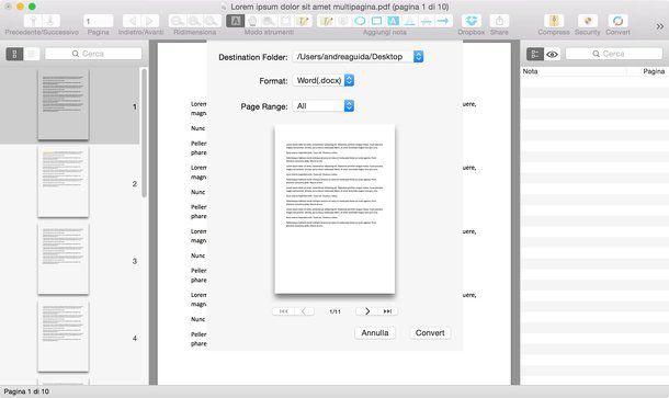Come convertire PDF in Word Mac