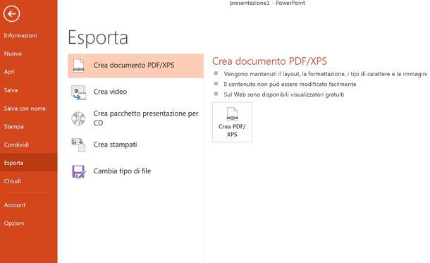 Come convertire PowerPoint in PDF