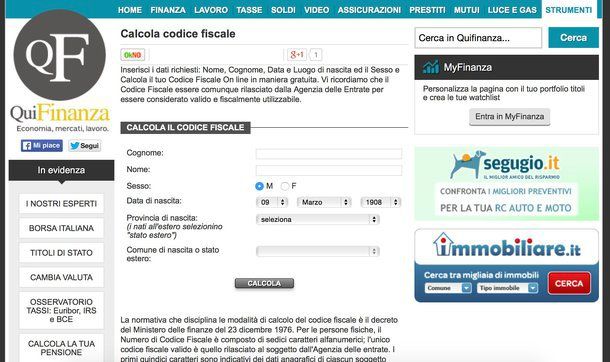 Come risalire al codice fiscale
