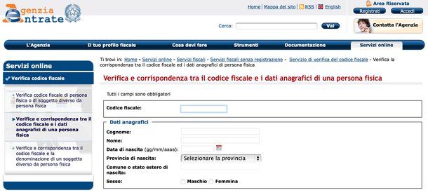 Come risalire al codice fiscale
