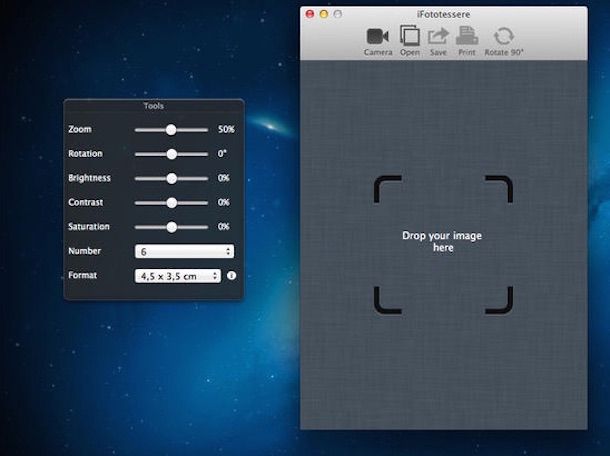 Screenshot che mostra come stampare fototessere