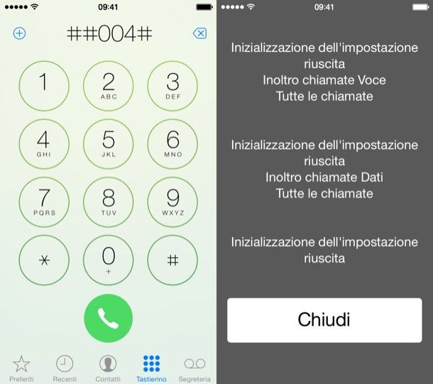 Screenshot che mostra come disattivare segreteria telefonica Wind