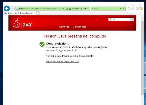 Aggiornamento Java