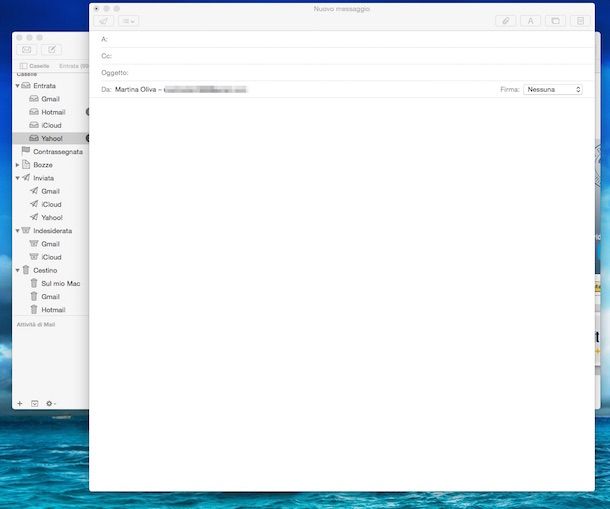 Screenshot che mostra come mandare una mail