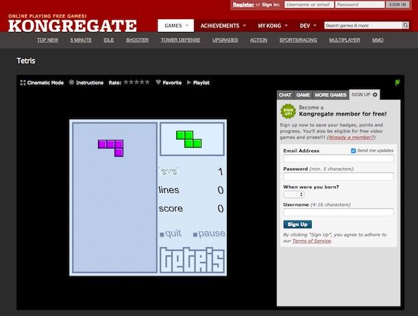 tetris gratis senza