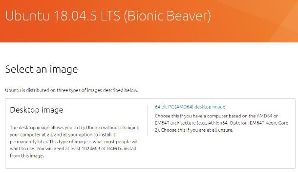 Ubuntu download: 18.04