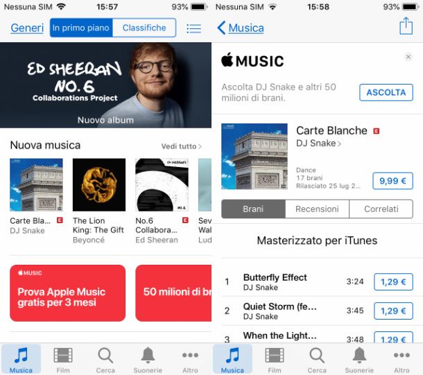 Scaricare musica da iTunes su iPhone