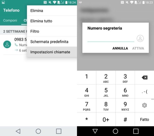 Impostazioni segreteria Android