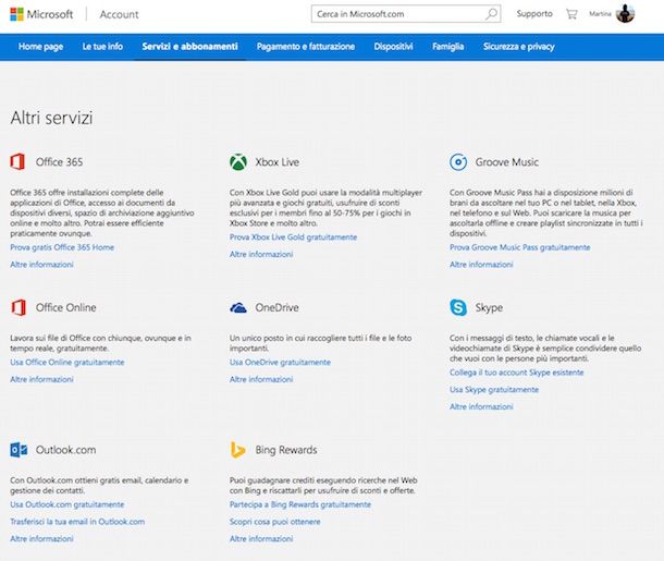 Screenshot che mostra come chiudere account Hotmail