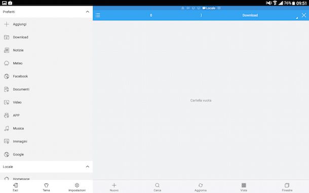 Screenshot che mostra l'app ES Gestore File su Android