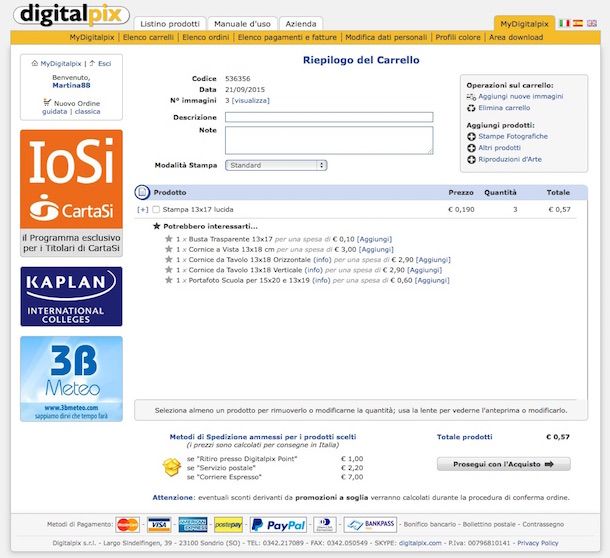 Screenshot del sito Web Digitalpix