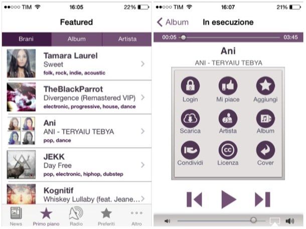 Screenshot che mostra come scaricare musica gratis iPhone
