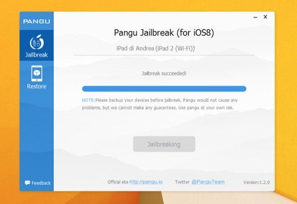 Screenshot che mostra come avere i permessi di root su iPad