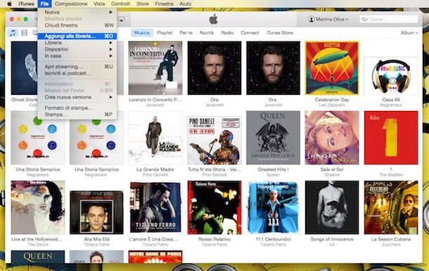 Screenshot che mostra come funziona iTunes
