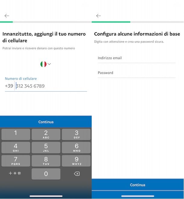 Creare un conto PayPal personale da smartphone e tablet