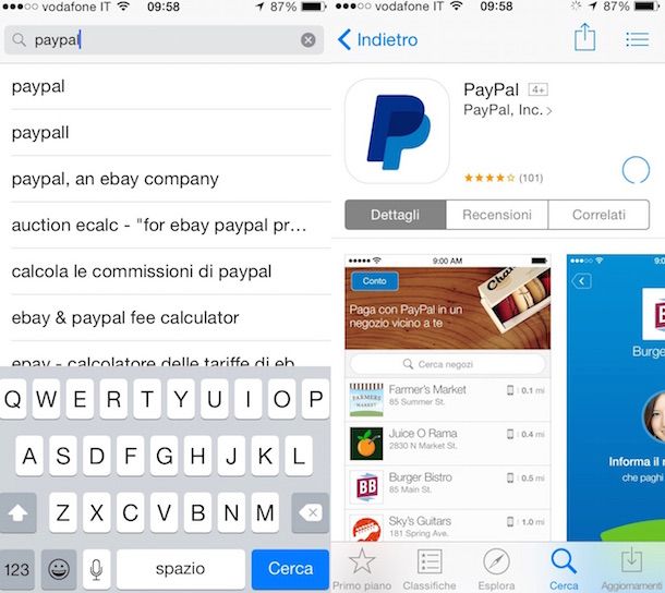Screenshot che mostra come ricevere soldi su PayPal