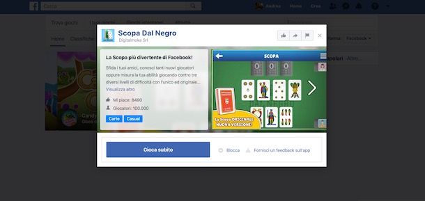 Giocare a scopa su Facebook