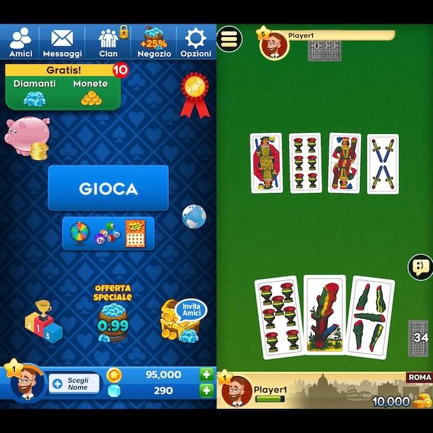 Scopa multiplayer Android
