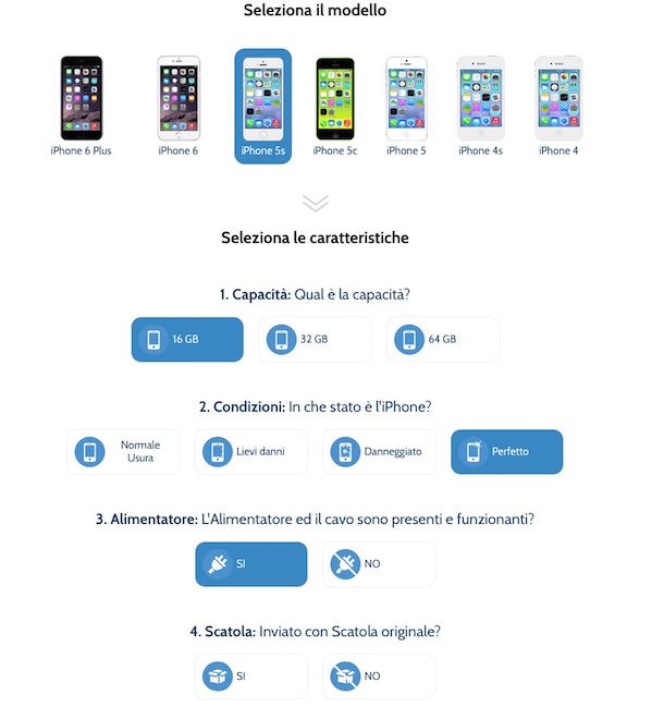 Screenshot che mostra come vendere telefoni usati