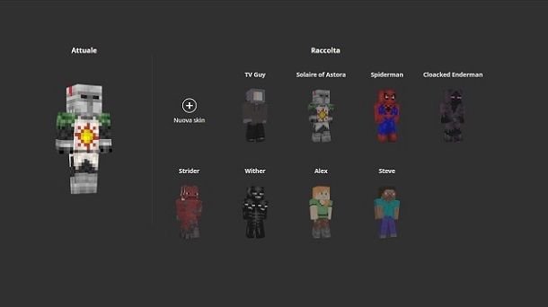 Scegli skin Minecraft