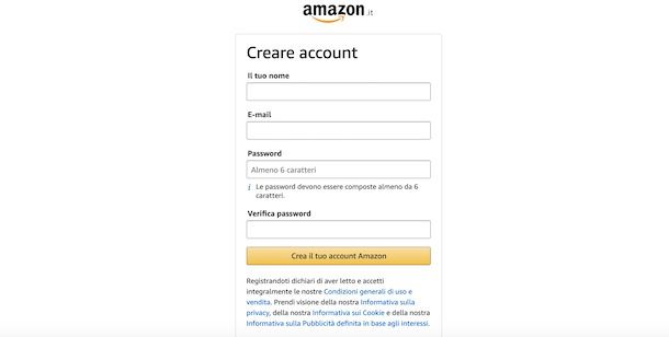 Come registrarsi su Amazon