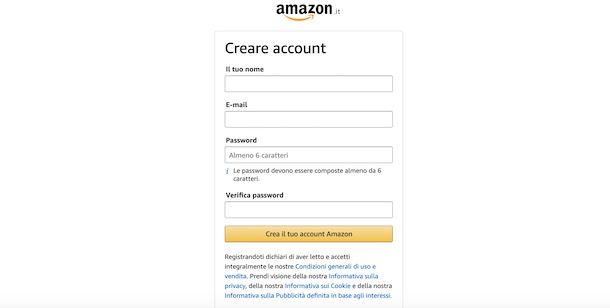 Come registrarsi su Amazon
