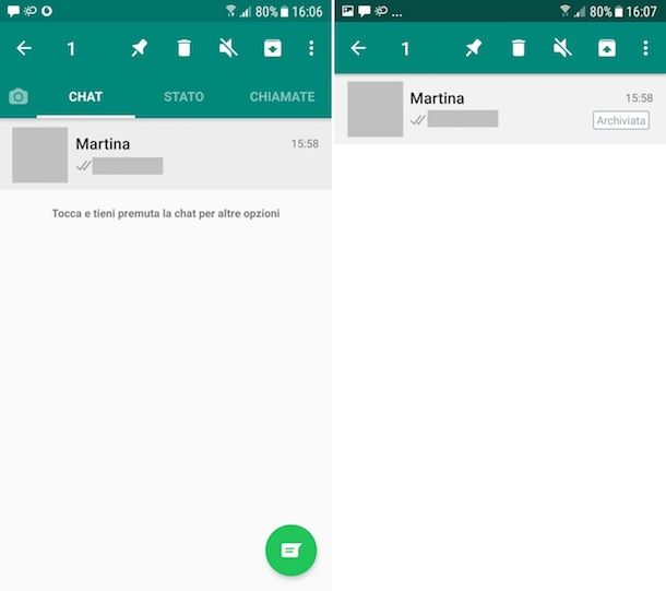 Come archiviare conversazioni WhatsApp