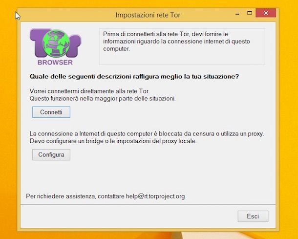 Screenshot di Tor Browser