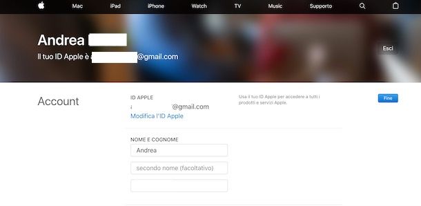 Cambiare email ID Apple