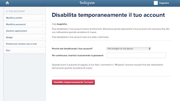 Come eliminare un account multiplo su Instagram 