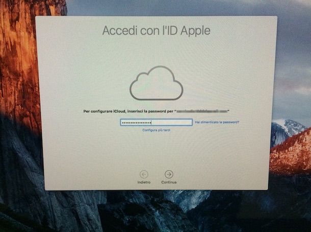 Screenshot che mostra l'installazione di OS X El Capitan
