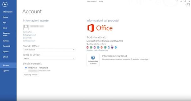 Screenshot che mostra come attivare Office 2013