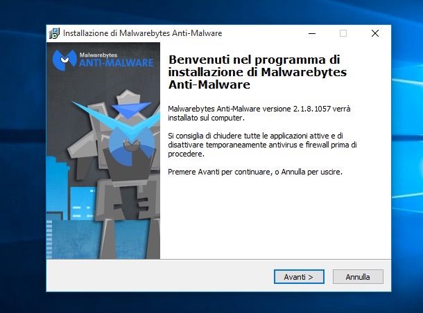 Screenshot di Malwarebytes Antimalware