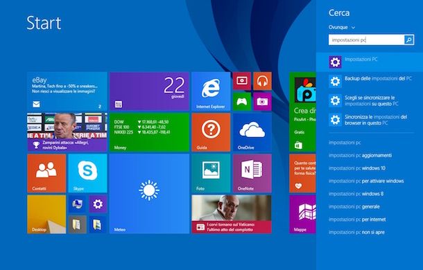 Screenshot di Windows 8