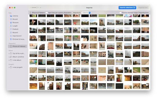 Importazione foto su Mac