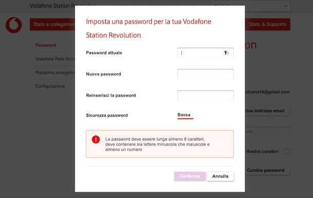Impostare una password per il modem