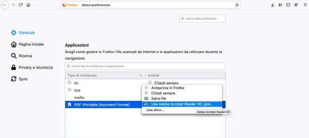 Abilitare Adobe Reader in Mozilla Firefox