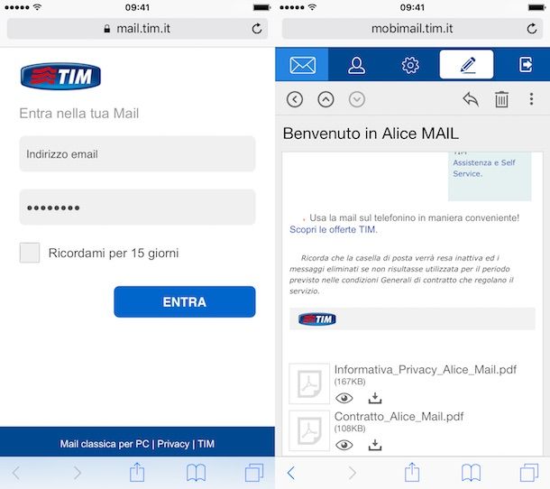 allegati alice android
