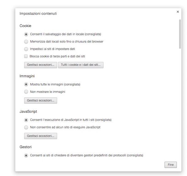 Screenshot di Google Chrome su Mac