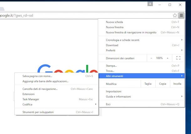 Screenshot di Google Chrome su Windows