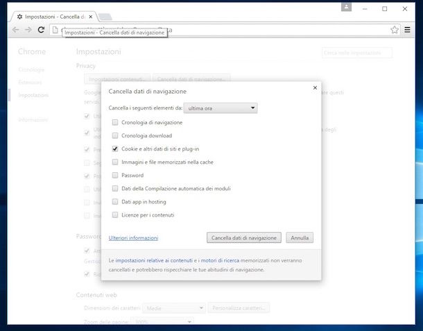 Screenshot di Google Chrome su Windows