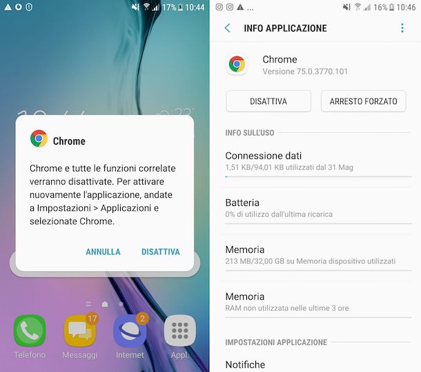 Disinstallare Chrome da Android