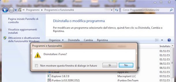 Come disinstallare iTunes