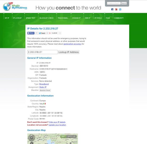 Localizzare Un Indirizzo Ip Sulla Mappa